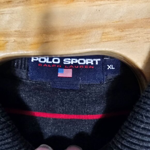 Vintage Polo Sport Ralph Lauren Polo Shirt XL Men's‎ Gray Striped Long Sleeve - Picture 4 of 5